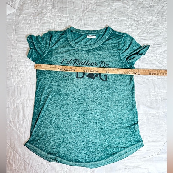 Maurices id rather be with my dog green burn out tee small - Picture 3 of 7